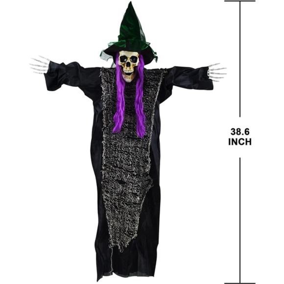 3 Pack 38.6" Halloween Hanging Skeleton with Witch Hat Decoration - Picture 4 of 7